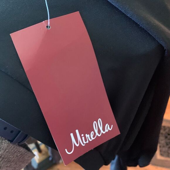 Mirella black long sleeve dance swirl buckle wrap M top - Picture 5 of 5